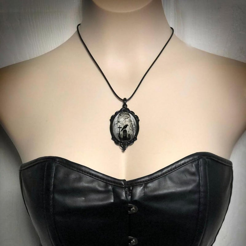 MIFYNN Gothic Bat Glass Pendant Necklace for Women Vintage Gothic Rope Chain Witch Bat Choker Dark Punk Style Necklace Victoria Emboss Necklaces Mystic Witch Jewelry Accessories - Image 1